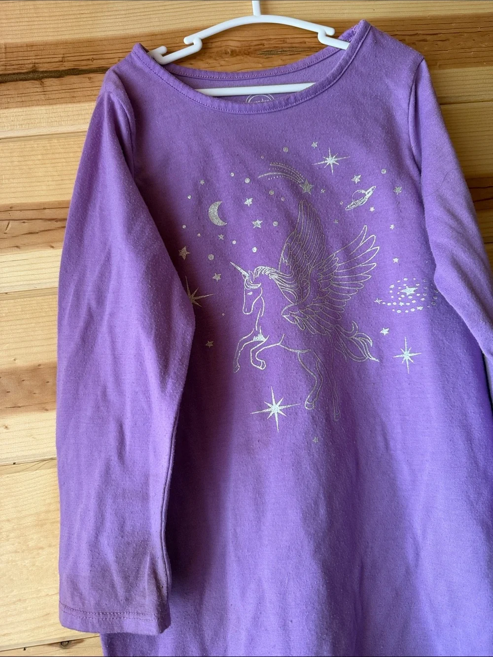 Girls' Purple Pegasus Graphic Long-Sleeve Dress Pajama
